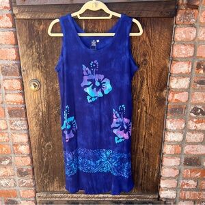 Hawaiian Floral Sleeveless Midi Dress